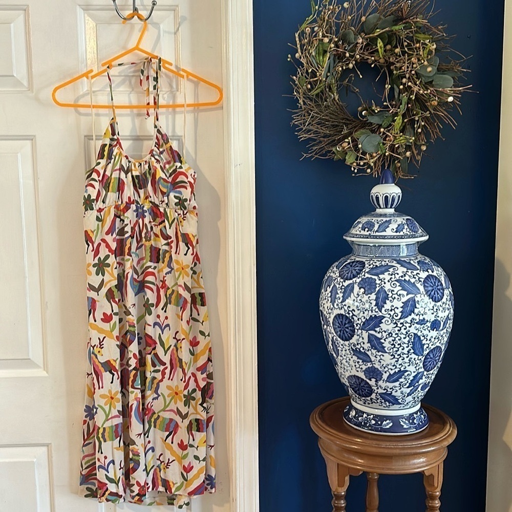 Women’s Nieves Lavi New York Mexican Print Halter Dress Size 6